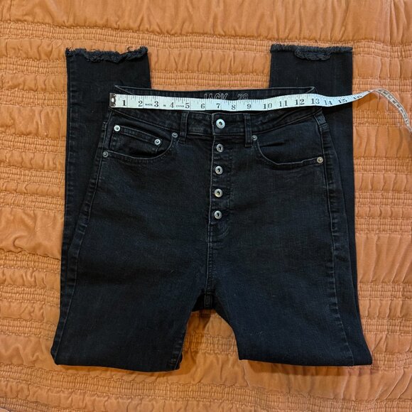 Jack BB Dakota Black High-Rise Button-Fly Jeans Raw Hem Women's Size 28 - Picture 7 of 8
